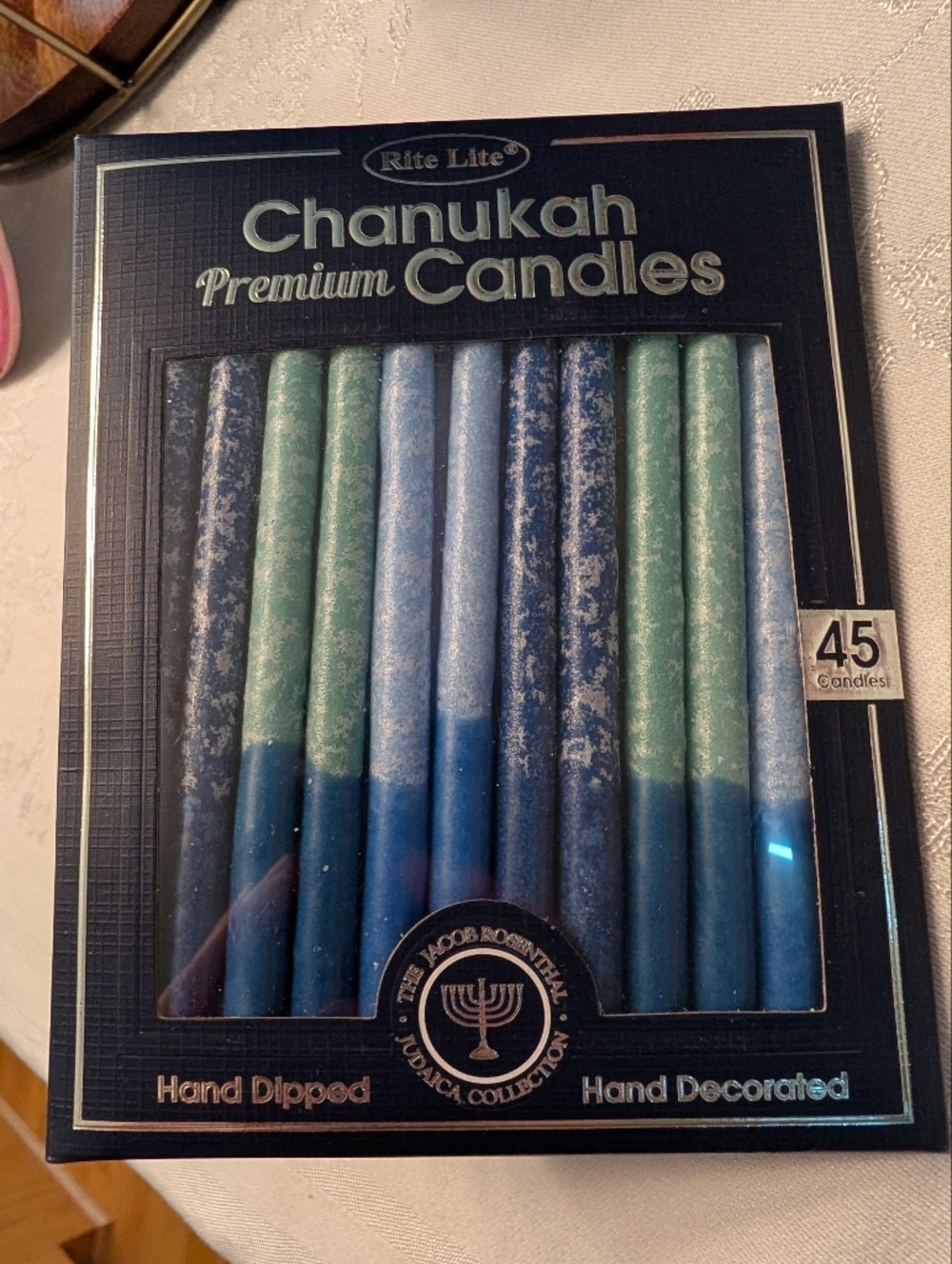 Rite Lite Chanukah Premium 45 Candles Hand Dipped Hand Decorated NEW IN BOX